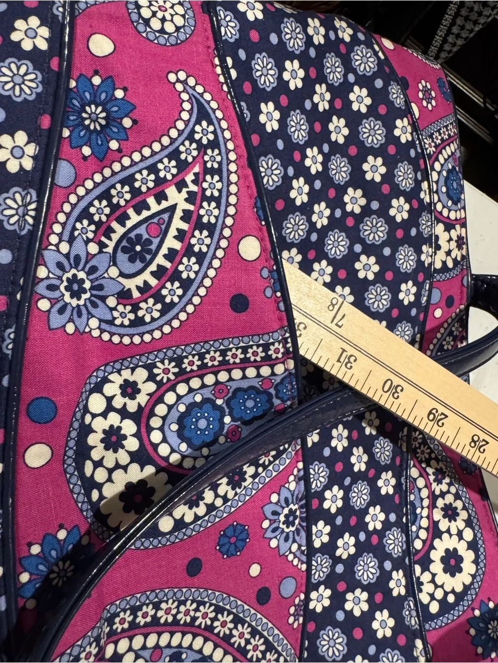 Vera Bradley Navy and Pink Tote Bag - Floral Paisley Design